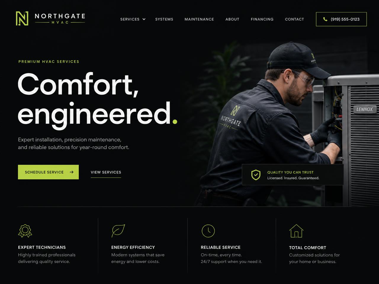 HVAC website designed by NextWeb Studios