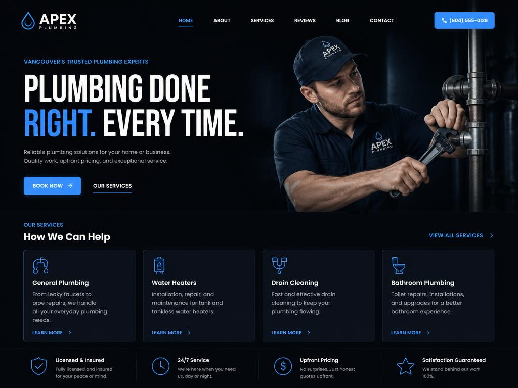 Plumbing website designed by NextWeb Studios