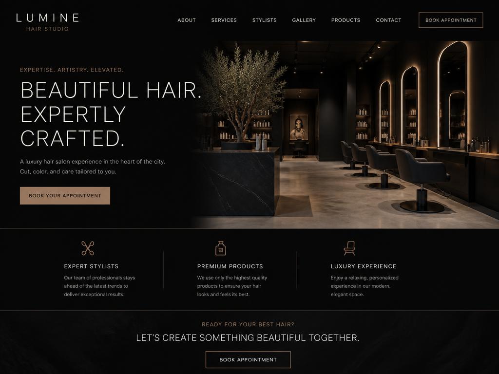 Salon website designed by NextWeb Studios